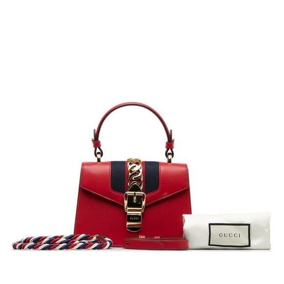 GUCCI Red Leather Shoulder Bag - Picture 1 of 10